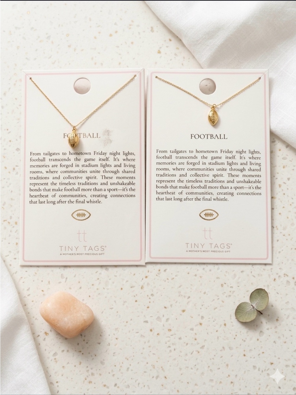 Tiny Tags Gold Football Pendant Necklace Set NWT
